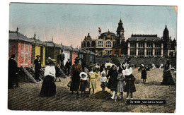 Oostende Vue Sur La Plage Briefstempel 1911 Oostende Htje - Oostende
