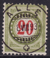 Schweiz: Perfekt Gesetzter Vollstempel ALLE 8 VIII 93, Portomarke SBK-Nr. 19DbIIK (Rahmen Olivgrün, Type II, 1892-1893) - Taxe