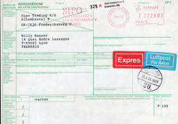 Danimarca (1993) - Bollettino Pacchi Via Aerea Per La Francia - Parcel Post