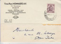 Diest , Carte PUB , Firma Henri Mommaerts N V ,Verwen , Vernissen , Glas , Onderhoudsartikelen , Drogisterijen ( En 1950 - Diest