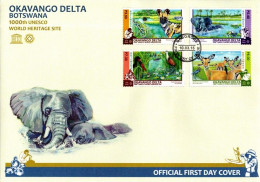 Botswana - 2015 Okavango Delta UNESCO World Heritage Site FDC - Eléphants