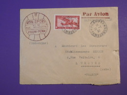 DJ 1 INDOCHINE BELLE  LETTRE PRIVEE  1937 PAR AVION PHNOM PENH A TROYES FRANCE    ++AFF. INTERESSANT++ + - Storia Postale