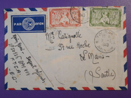 DJ 1 INDOCHINE BELLE  LETTRE  1949 PETIT BUREAU TOURANE AU MANS FRANCE    ++AFF. INTERESSANT++ + - Lettres & Documents