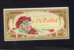 Etiquette Savon - Savon Extra Fin - à L'OEILLET - Paul TRANOY - Paris, Tourcoing, Bruxelles - Labels