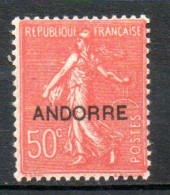 ANDORRE Semeuse 50c Rouge 1931 N°15 - Nuevos
