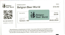 BILLET TICKET 门票 门票 MUSEE DE LA BIERE A BRUXELLES BELGIQUE - Biglietti D'ingresso