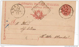 1896 Cartolina  Con Annullo Amandola Ascoli + Marca Da Bollo - Ganzsachen