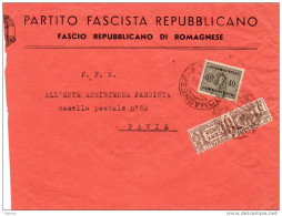 1944 LETTERA  INTESTATA PARTITO FASCISTA CON ANNULLO ROMAGNESE - Storia Postale