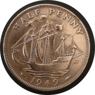 Monnaie Royaume Uni - 1949 - Half Penny George VI Sans "IND:IMP." - C. 1/2 Penny