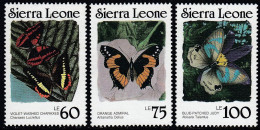 Sierra Leone 1987 - Definitive Stamps: Butterflies - Without Year Number, Perf 14 Mi 994-996 A ** MNH - Sierra Leone (1961-...)