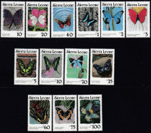 Sierra Leone 1987 - Definitive Stamps: Butterflies - Without Year Number, Perf 14 Mi 982-991 A, 994-996 A ** MNH - Sierra Leone (1961-...)