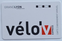 VELO GRAND LYON - Carte Abonnement Annuel Velo'v Express - Autres & Non Classés