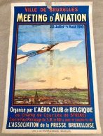 Affiche Originale De 1910 Du Premier Meeting Aérien De Stockel Bruxelles Avion Aviation - Posters