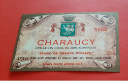 ETIQUETTE NEUVE / COTES DU JURA / CHARAUCY 1988 / BLANC DE GRANDE RESERVE / HENRI MAIRE  / 37,5 Cl   12,5 % Vol - Witte Wijn