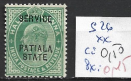 PATIALA  SERVICE 26 ** Côte 0.50 € - Patiala