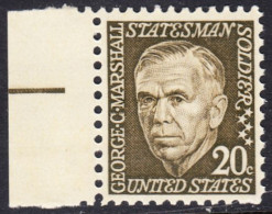 !a! USA Sc# 1289 MNH SINGLE W/ Left Margin - George C. Marshall - Nuovi