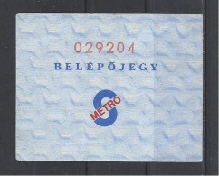 Hungary,  Budapest, Skala-Metro, Entry Ticket. - Biglietti D'ingresso