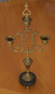Chandelier Style Napoléon III à 3 Branches - Socle Marbre Noir - Kronleuchter, Kandelaber & Kerzenhalter