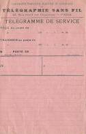Formule Télégramme - Télégraphie Sans Fil - Compagnie Française Maritime Et Coloniale - Mars 1917 - Modèle 14 - - Non Classés