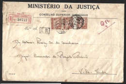 Carta Registada Com Aviso De Receção Com Stamps 'Tudo Pela Nação' 1939. Obliteração Vila Verde. Registered Letter With A - Lettres & Documents