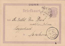 Briefkaart 28 Dec 1877 Dieren (hulpkantoor Naamstempel) Via Arnh.Oldenz (spoor) Naar Arnhem (kleonrond) - Poststempels/ Marcofilie