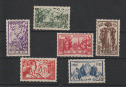 Togo 1937 Expo Paris 165-170 6 Val * Charnière MH - Ongebruikt