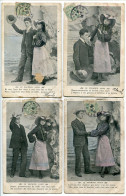 Série De 6 CPA Fantaisies Voyagé 1906 * LE PREMIER AVEU Amour Couple Amoureux * Etat Très Moyen - Couples