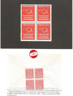 Denmark  1961 / 1963  Nødmerke In Bloc Of Four   - Emergency Stamp, MNH   - In Folder   - - Nuevos