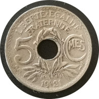 Monnaie France -  1921 - 5 Centimes Lindauer Cupronickel, Petit Module - 5 Centimes