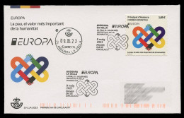 ANDORRA Correos (2023) EUROPA La Pau, El Valor Més Important, Peace The Highest Value Humanity - First Day Cover - Briefe U. Dokumente