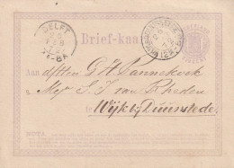 Briefkaart 25 Feb 1872 Delft (tweeletter) Naar Wijk Bij Duurstede (tweeletter) - Poststempels/ Marcofilie