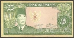 Indonesia 25 Rupiah President Soekarno P-84b Pertjetakan Kebajoran 1960 AUNC - Indonésie