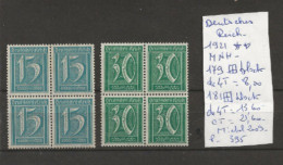 TIMBRE D ALLEMAGNE  DEUTSCHES REICH 1921 NEUF**MNH/  Nr 179 X4.181 X 4   COTE 29.60 € - 1922-1923 Emissions Locales