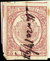 ESPAGNE / ESPANA - COLONIAS (Cuba) 1893 "TIMBRE MOVIL" Fulcher 1340 5c Granate - Inutilizado A Pluma - Cuba (1874-1898)