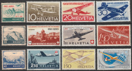 Schweiz-Suisse Pro Aero 1941-1963: Zu F35-F46 Mi 395/780 Yv  PA34a-PA45 Komplettes Set ** Postfrisch MNH (Zu CHF 239.00) - Nuevos