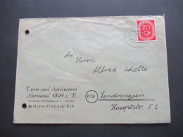 '1952 Posthorn Nr.130 EF Umschlag Turn Und Spielverein Germania 1894 E.V. Vereinslokal Bad Henkhausen Hohenlimburg-Reh - Lettres & Documents