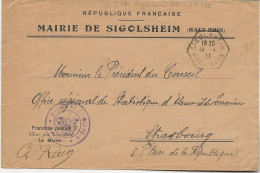 LETTRE ENTETE MAIRIE DE SIGOLSHEIM - OBLITERATION OCTOGONALE 1938 - Maschinenstempel (Sonstige)