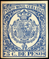 ESPAGNE / ESPANA - COLONIAS (Cuba) 1894 "TIMBRE MOVIL" Fulcher 1342 5c Azul - Nuevo** - Kuba (1874-1898)