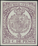 ESPAGNE / ESPANA - COLONIAS (Cuba) 1894 "TIMBRE MOVIL" Fulcher 1343 25c Malva - Nuevo** - Kuba (1874-1898)