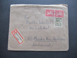 30.1.1946 SBZ / Ausgabe Für Berlin & Brandenburg MiF Einschreiben Berlin Grünau 1 Nach Menden Kreis Iserlohn - Cartas & Documentos