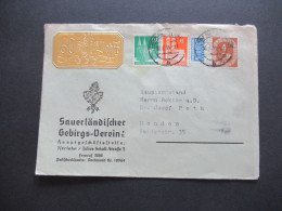 BRD 1951 Posthorn Nr.124 MiF Mit Bizone Bauten Umschlag Und Goldener Aufkleber Sauerländischer Gebirgs Verein Iserlohn - Cartas & Documentos