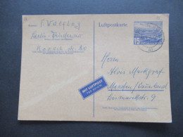 Berin (West) 1953 / 56 Luftpostkarte P 16 A Stempel Berlin SW 11 Nach Menden Sauerland - Brieven En Documenten