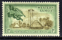 Western Samoa 1952 QE2 1d Native Houses & Flags Umm SG 220 ( M1384 ) - Samoa