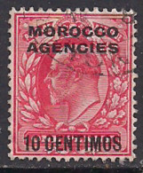 Morocco Agencies 1907 KEV11 Ovpt 10 Centimos On 1d Red Used  SG 113 ( H983 ) - Bureaux Au Maroc / Tanger (...-1958)
