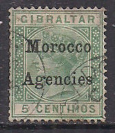Morocco Agencies 1899 - 02 QV 5 Centimos On Gibraltar Used SG 9 ( H1342 ) - Bureaux Au Maroc / Tanger (...-1958)
