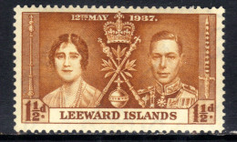 Leeward Islands 1937 KGV1 1  1/2d Yellow Brown Coronation MM SG 93 ( G1131 ) - Leeward  Islands