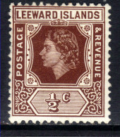 Leeward Islands 1954 QE2 1/2ct Brown MM SG 126  ( F1383 ) - Leeward  Islands