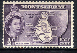 Montserrat 1958 QE2 1/2ct Deep Violet MM SG 136b Die 2 ( H245 ) - Montserrat