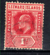 Leeward Islands 1907  KEV11 1d Red Used SG 38 ( G270 ) - Leeward  Islands