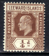 Leeward Islands 1907 - 11 KEV11 1/4d Brown MM SG 36 ( F1207 ) - Leeward  Islands